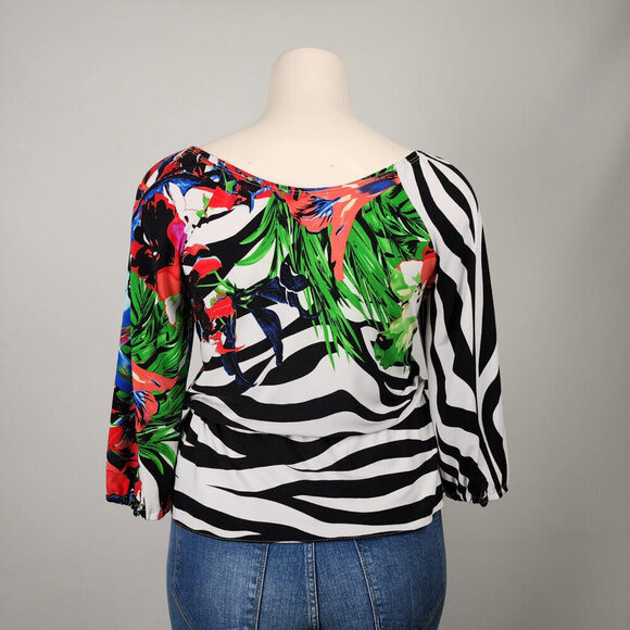 Joseph Ribkoff Tropical Print Top Size 12 - Picture 7 of 9